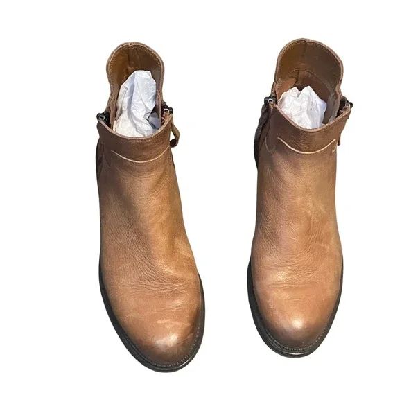 Franco Sarto Halford Leather Ankle Boots Brown Side Zip Women's Size 7.5M - Picture 3 of 16